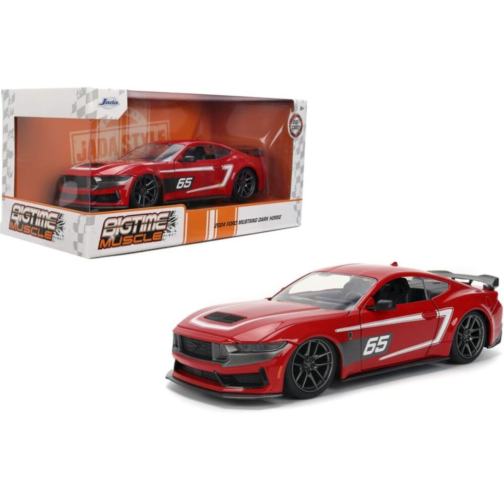 Big Time Muscle - 1:24 2024 Ford Mustang Dark Horse Glossy Red Die-Cast Car